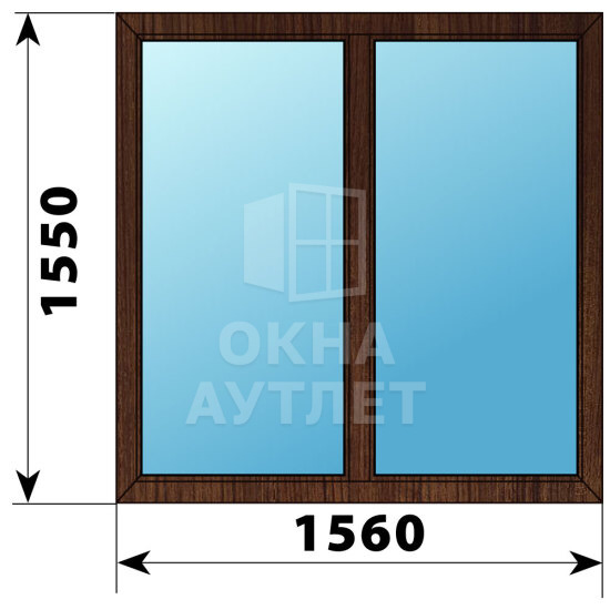 Двухстворчатое окно из дуба 1560×1550 Г-Г ОА-50060