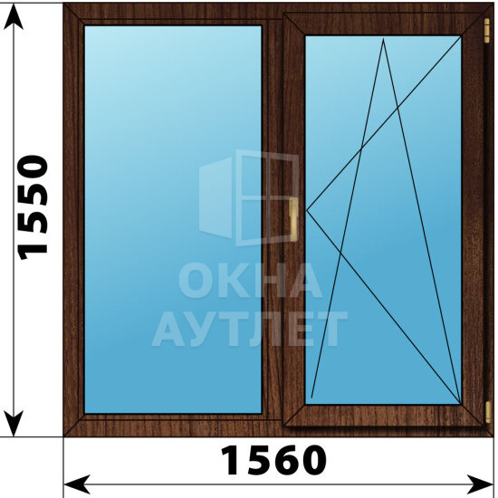 Двухстворчатое окно из дуба 1560×1550 Г-ПО ОА-47757