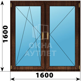 Двухстворчатое окно из дуба 1600×1600 ПО-П ОА-48003