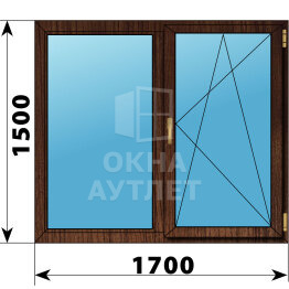 Двухстворчатое окно из дуба 1700×1500 Г-ПО ОА-47136