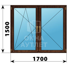 Двухстворчатое окно из дуба 1700×1500 ПО-П ОА-47679
