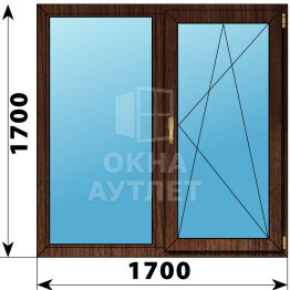 Двухстворчатое окно из дуба 1700×1700 Г-ПО ОА-47397