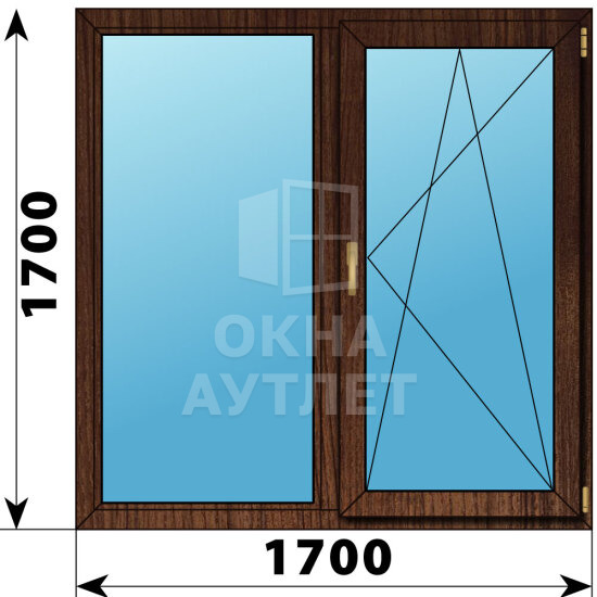 Двухстворчатое окно из дуба 1700×1700 Г-ПО ОА-47397