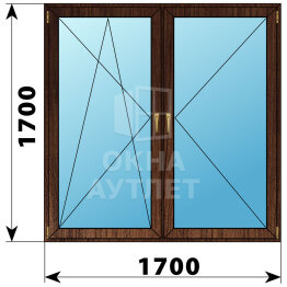 Двухстворчатое окно из дуба 1700×1700 ПО-П ОА-47934