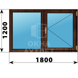 Двухстворчатое окно из дуба 1800×1200 Г-П ОА-50660