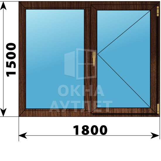 Двухстворчатое окно из дуба 1800×1500 Г-П ОА-50810