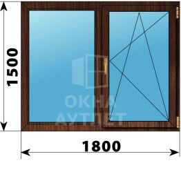 Двухстворчатое окно из дуба 1800×1500 Г-ПО ОА-47631