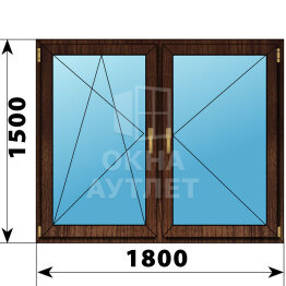 Двухстворчатое окно из дуба 1800×1500 ПО-П ОА-48156