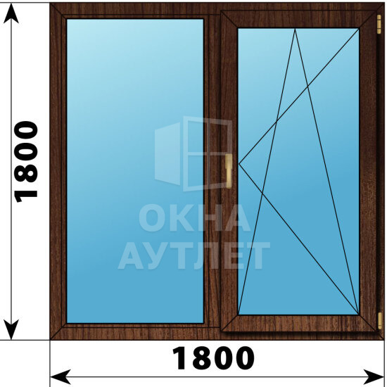 Двухстворчатое окно из дуба 1800×1800 Г-ПО ОА-47802