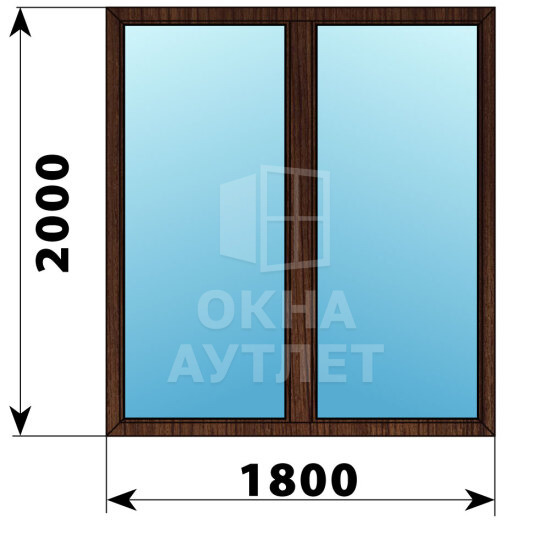 Двухстворчатое окно из дуба 1800×2000 Г-Г ОА-50540