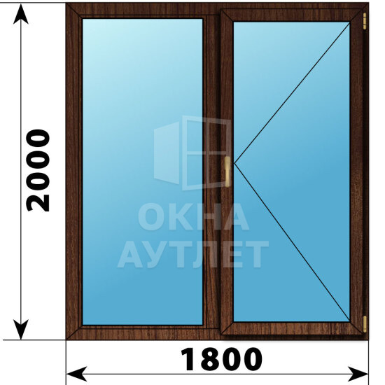 Двухстворчатое окно из дуба 1800×2000 Г-П ОА-47928