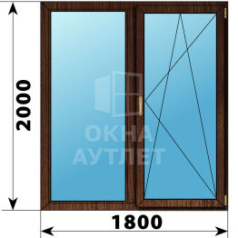 Двухстворчатое окно из дуба 1800×2000 Г-ПО ОА-47964