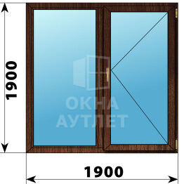 Двухстворчатое окно из дуба 1900×1900 Г-П ОА-51080