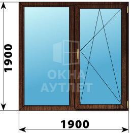 Двухстворчатое окно из дуба 1900×1900 Г-ПО ОА-43926