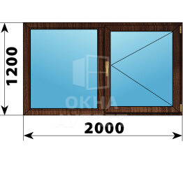 Двухстворчатое окно из дуба 2000×1200 Г-П ОА-50585