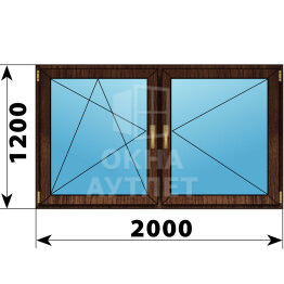 Двухстворчатое окно из дуба 2000×1200 ПО-П ОА-50984
