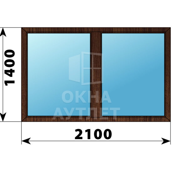 Двухстворчатое окно из дуба 2100×1400 Г-Г ОА-46785