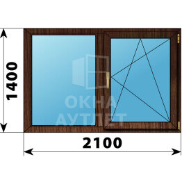 Двухстворчатое окно из дуба 2100×1400 Г-ПО ОА-47625