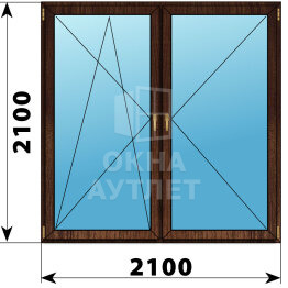 Двухстворчатое окно из дуба 2100×2100 ПО-П ОА-48666