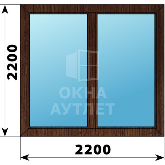 Двухстворчатое окно из дуба 2200×2200 Г-Г ОА-47736