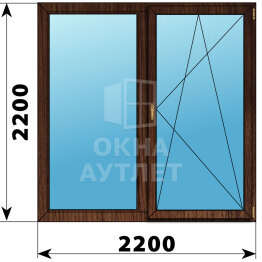 Двухстворчатое окно из дуба 2200×2200 Г-ПО ОА-48468