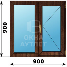 Двухстворчатое окно из дуба 900×900 Г-П ОА-45660