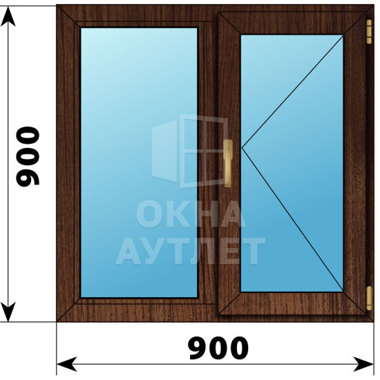 Двухстворчатое окно из дуба 900×900 Г-П ОА-45660