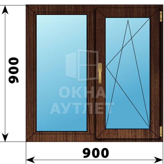 Двухстворчатое окно из дуба 900×900 Г-ПО ОА-45753