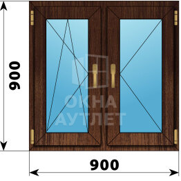 Двухстворчатое окно из дуба 900×900 ПО-П ОА-46290