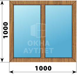 Двухстворчатое окно из лиственницы 1000×1000 Г-Г ОА-44601
