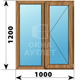 Двухстворчатое окно из лиственницы 1000×1200 Г-П ОА-49328