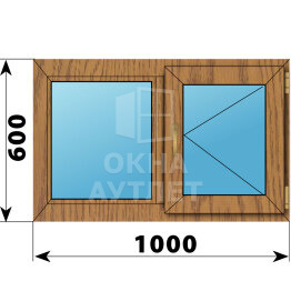 Двухстворчатое окно из лиственницы 1000×600 Г-П ОА-44637