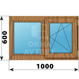 Двухстворчатое окно из лиственницы 1000×600 Г-ПО ОА-44712