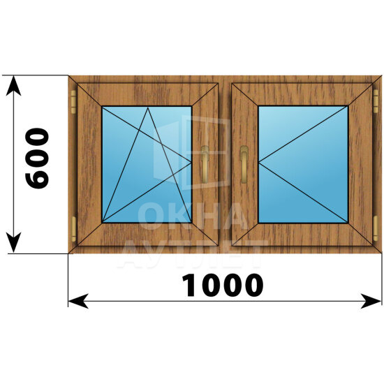 Двухстворчатое окно из лиственницы 1000×600 ПО-П ОА-45180