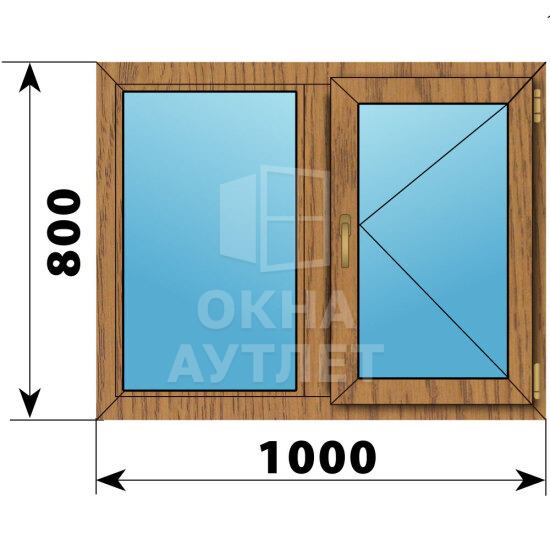 Двухстворчатое окно из лиственницы 1000×800 Г-П ОА-44856