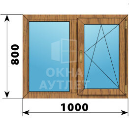 Двухстворчатое окно из лиственницы 1000×800 Г-ПО ОА-44958