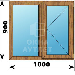 Двухстворчатое окно из лиственницы 1000×900 Г-ПО ОА-44859
