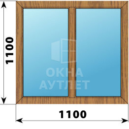 Двухстворчатое окно из лиственницы 1100×1100 Г-Г ОА-44355