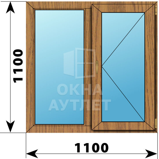 Двухстворчатое окно из лиственницы 1100×1100 Г-П ОА-44949