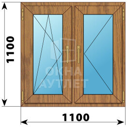 Двухстворчатое окно из лиственницы 1100×1100 ПО-П ОА-45489