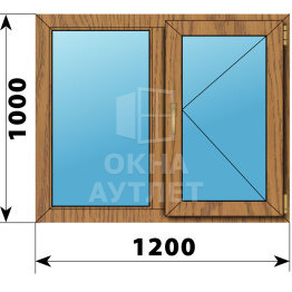 Двухстворчатое окно из лиственницы 1200×1000 Г-П ОА-49256
