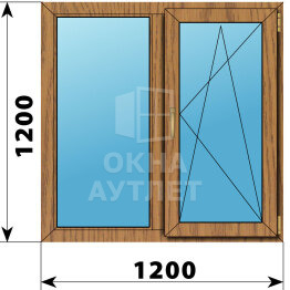 Двухстворчатое окно из лиственницы 1200×1200 Г-ПО ОА-45615