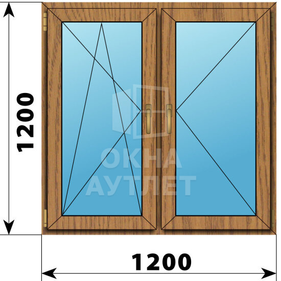 Двухстворчатое окно из лиственницы 1200×1200 ПО-П ОА-46098