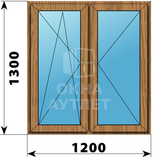 Двухстворчатое окно из лиственницы 1200×1300 ПО-П ОА-50015