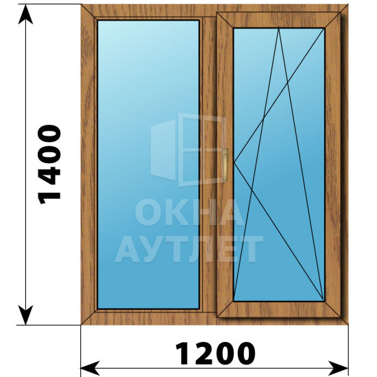 Двухстворчатое окно из лиственницы 1200×1400 Г-ПО ОА-49649
