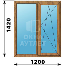 Двухстворчатое окно из лиственницы 1200×1420 Г-ПО ОА-45915