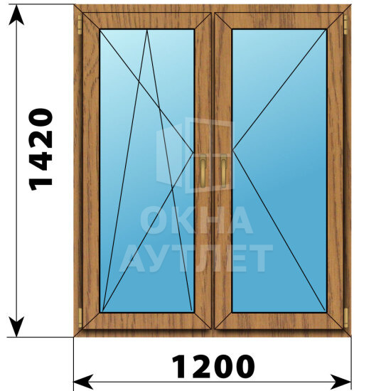 Двухстворчатое окно из лиственницы 1200×1420 ПО-П ОА-50063