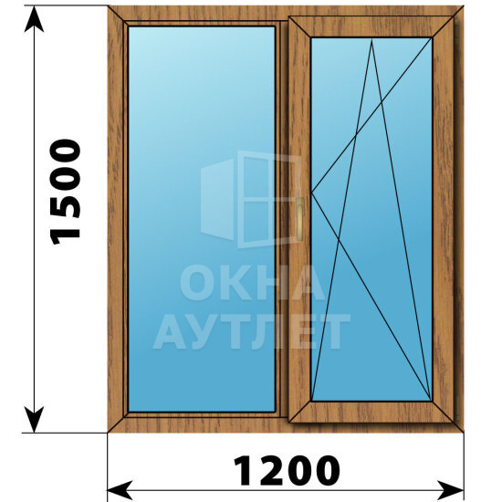 Двухстворчатое окно из лиственницы 1200×1500 Г-ПО ОА-49724