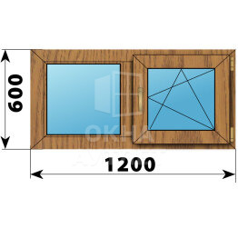 Двухстворчатое окно из лиственницы 1200×600 Г-ПО ОА-45204