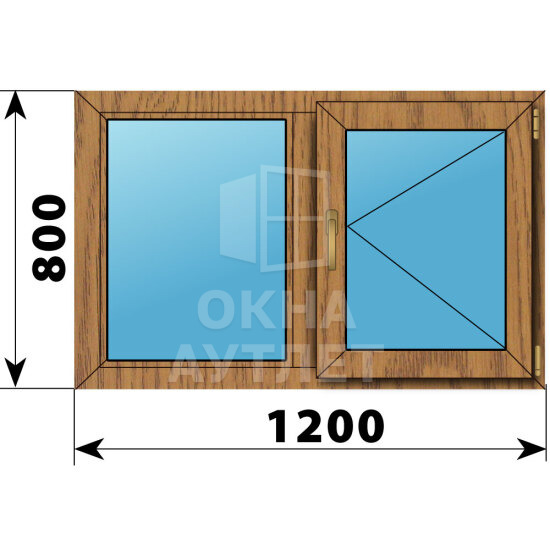 Двухстворчатое окно из лиственницы 1200×800 Г-П ОА-49397